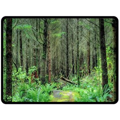 Forest Woods Nature Landscape Tree Fleece Blanket (large)  by Celenk