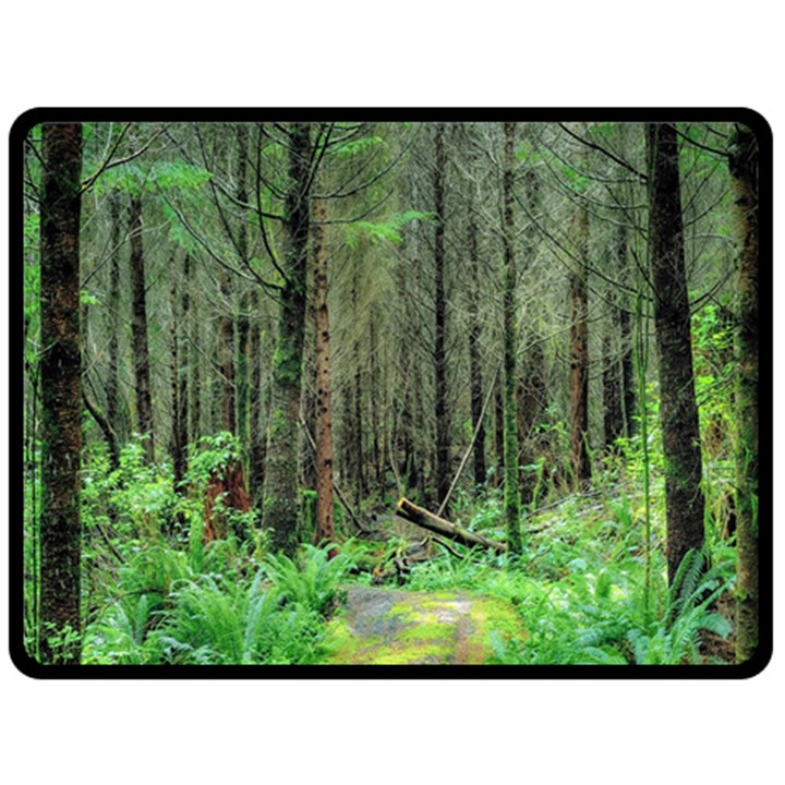 Forest Woods Nature Landscape Tree Double Sided Fleece Blanket (Large) 