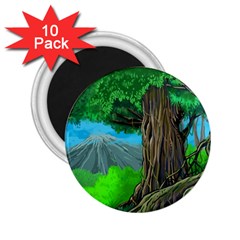 Green Forest Tropical Jungle Tree Wood Nature 2 25  Magnets (10 Pack)  by Wegoenart