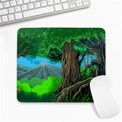 Green Forest Tropical Jungle Tree Wood Nature Large Mousepad by Wegoenart