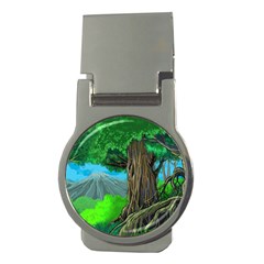 Green Forest Tropical Jungle Tree Wood Nature Money Clips (round)  by Wegoenart