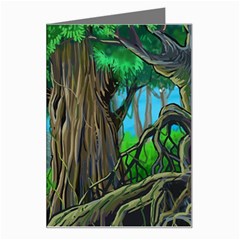 Green Forest Tropical Jungle Tree Wood Nature Greeting Card by Wegoenart