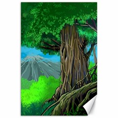 Green Forest Tropical Jungle Tree Wood Nature Canvas 24  X 36  by Wegoenart