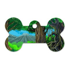 Green Forest Tropical Jungle Tree Wood Nature Dog Tag Bone (two Sides) by Wegoenart