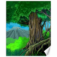 Green Forest Tropical Jungle Tree Wood Nature Canvas 11  X 14  by Wegoenart