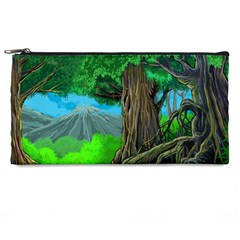 Green Forest Tropical Jungle Tree Wood Nature Pencil Case by Wegoenart