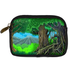 Green Forest Tropical Jungle Tree Wood Nature Digital Camera Leather Case by Wegoenart