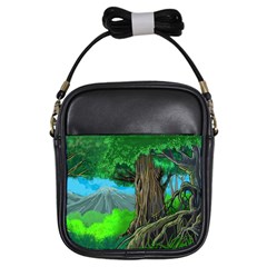 Green Forest Tropical Jungle Tree Wood Nature Girls Sling Bag by Wegoenart