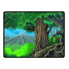 Green Forest Tropical Jungle Tree Wood Nature Fleece Blanket (small) by Wegoenart