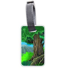 Green Forest Tropical Jungle Tree Wood Nature Luggage Tag (one Side) by Wegoenart