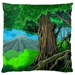 Green Forest Tropical Jungle Tree Wood Nature Large Cushion Case (Two Sides) Front