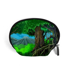 Green Forest Tropical Jungle Tree Wood Nature Accessory Pouch (small) by Wegoenart