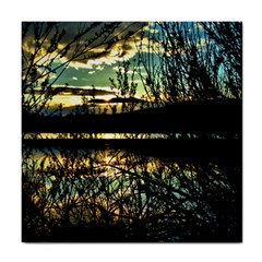 Forest Sunset Dusk Reflection Tile Coaster by Wegoenart