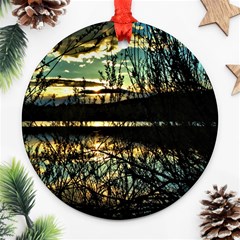 Forest Sunset Dusk Reflection Ornament (round) by Wegoenart