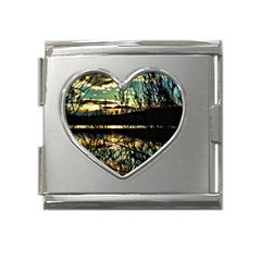 Forest Sunset Dusk Reflection Mega Link Heart Italian Charm (18mm) by Wegoenart