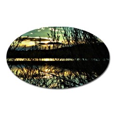 Forest Sunset Dusk Reflection Oval Magnet by Wegoenart