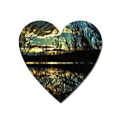 Forest Sunset Dusk Reflection Heart Magnet by Wegoenart