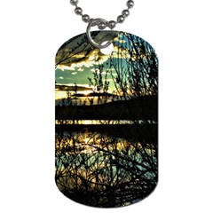 Forest Sunset Dusk Reflection Dog Tag (one Side) by Wegoenart