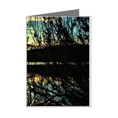 Forest Sunset Dusk Reflection Mini Greeting Card by Wegoenart