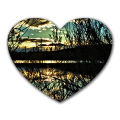 Forest Sunset Dusk Reflection Heart Mousepad by Wegoenart