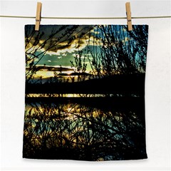 Forest Sunset Dusk Reflection Face Towel by Wegoenart