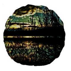 Forest Sunset Dusk Reflection Large 18  Premium Round Cushions by Wegoenart