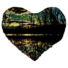 Forest Sunset Dusk Reflection Large 19  Premium Heart Shape Cushions by Wegoenart