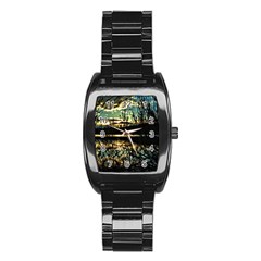 Forest Sunset Dusk Reflection Stainless Steel Barrel Watch by Wegoenart