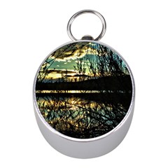 Forest Sunset Dusk Reflection Mini Silver Compasses by Wegoenart