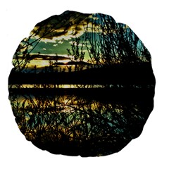 Forest Sunset Dusk Reflection Large 18  Premium Flano Round Cushions by Wegoenart