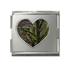 Tree Moss Forest Bark Wood Trunk Mega Link Heart Italian Charm (18mm) by Wegoenart