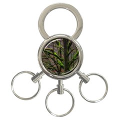 Tree Moss Forest Bark Wood Trunk 3-ring Key Chain by Wegoenart