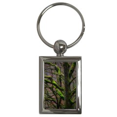 Tree Moss Forest Bark Wood Trunk Key Chain (rectangle) by Wegoenart