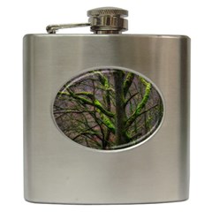 Tree Moss Forest Bark Wood Trunk Hip Flask (6 Oz) by Wegoenart