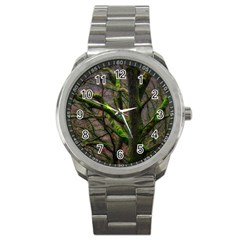 Tree Moss Forest Bark Wood Trunk Sport Metal Watch by Wegoenart