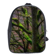 Tree Moss Forest Bark Wood Trunk School Bag (xl) by Wegoenart