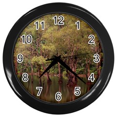 Landscape Jungle Reflection Nature Wall Clock (black) by Wegoenart