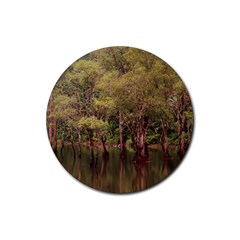 Landscape Jungle Reflection Nature Rubber Round Coaster (4 Pack) by Wegoenart