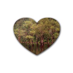 Landscape Jungle Reflection Nature Rubber Coaster (heart) by Wegoenart