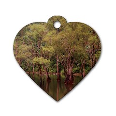 Landscape Jungle Reflection Nature Dog Tag Heart (one Side) by Wegoenart