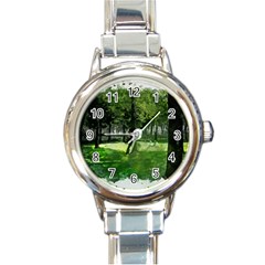 Beeches Trees Tree Lawn Forest Nature Round Italian Charm Watch by Wegoenart