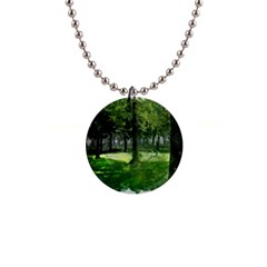 Beeches Trees Tree Lawn Forest Nature 1  Button Necklace by Wegoenart