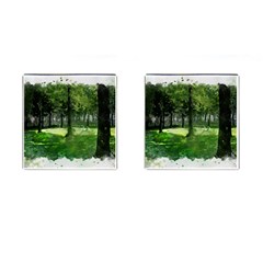 Beeches Trees Tree Lawn Forest Nature Cufflinks (square) by Wegoenart