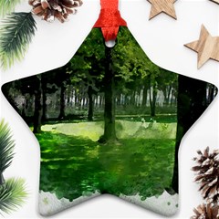 Beeches Trees Tree Lawn Forest Nature Star Ornament (two Sides) by Wegoenart