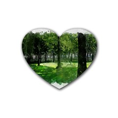 Beeches Trees Tree Lawn Forest Nature Rubber Heart Coaster (4 Pack) by Wegoenart