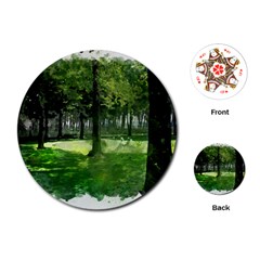 Beeches Trees Tree Lawn Forest Nature Playing Cards Single Design (round) by Wegoenart