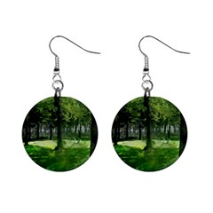 Beeches Trees Tree Lawn Forest Nature Mini Button Earrings by Wegoenart