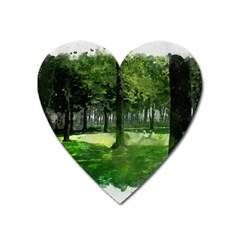 Beeches Trees Tree Lawn Forest Nature Heart Magnet by Wegoenart