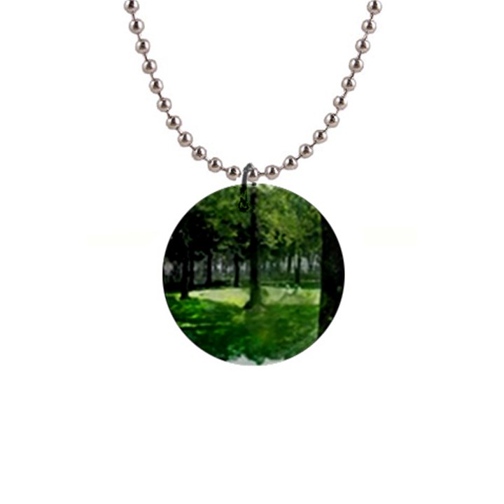 Beeches Trees Tree Lawn Forest Nature 1  Button Necklace