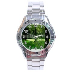 Beeches Trees Tree Lawn Forest Nature Stainless Steel Analogue Watch by Wegoenart